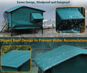 Casa para Gatos Plegable e Impermeable para Exteriores con Elevación Extraíble y Almohadilla Térmica para Gatos, Perros y Animales Pequeños - Product Image 6