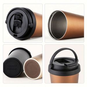 Bouteille isotherme en acier inoxydable personnalisable avec logo – Tasse à café, gourde, bouteille d'eau – Garde au chaud - Product Image 3