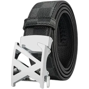 Cinturón de Moda Masculina con Hebilla Automática de Cobre y Correa con Patrón a Cuadros de 3.4 cm de Ancho <span class=keywords><strong>para</strong></span> Hombres y Mujeres - Product Image 5