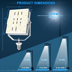 ชุดติดตั้งหลอดไฟ LED แบบ Retrofit สำหรับ Shoebox 300W 43500LM ขั้ว E39 Mogul ได้รับการรับรอง ETL DLC แสงสี 5000K สำหรับไฟลานจอดรถ สนามเทนนิส - Product Image 5