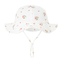 Sombrero de Sol para Bebé de Muselina con Protección Solar UPF 50+, Sombrero de Cubo de Algodón para Bebé, Sombreros de Playa de Verano con Ala Ancha para Niños y Niñas