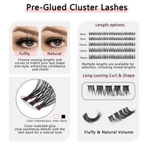 Nouveaux Cils en Grappe Personnalisés, Autocollants, Pré-Collés, Longue Durée, Imperméables, Cils à Appliquer - Product Image 2
