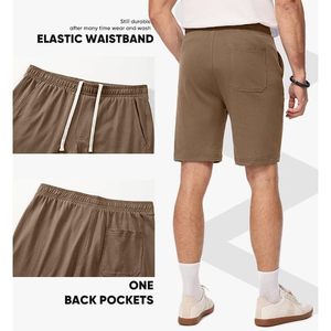 FOXA Men's 100% Cotton Shorts 9 Inch <b>Elastic</b> Waist Drawstring Lightweight Workout Lounge Beach Jersey Sweat Shorts - Product Image 5