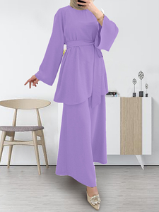 Personnalisable Dubai femmes modeste Abaya robe prière robe <span class=keywords><strong>tunique</strong></span> et <span class=keywords><strong>pantalon</strong></span> <span class=keywords><strong>ensemble</strong></span> en polyester islamique femmes vêtements - Product Image 4