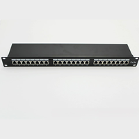 Panel de Conexiones CAT6 Blindado STP de 24 Puertos, 1U, 19 Pulgadas, Montaje en Rack, con Cable de Tierra, RJ45, Distribuidor de Red Blindado