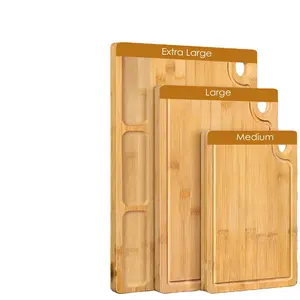 Customizable Kitchen Multi-functional Bamboo Cutting Board With 3 Built-in Compartments And Sink Bamboo Wood Cutting Board
