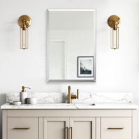 Miroir mural rectangulaire en cuivre et sans plomb, design moderne, sans cadre, à bord biseauté, avec verre poli, sans cuivre ni plomb