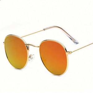 Gafas de Sol Redondas con Marco Metálico y Lentes de Espejo Azules y Rosas para Hombre y Mujer, Protección UV400, Venta al Por Mayor, Moda 2019 - Product Image 5