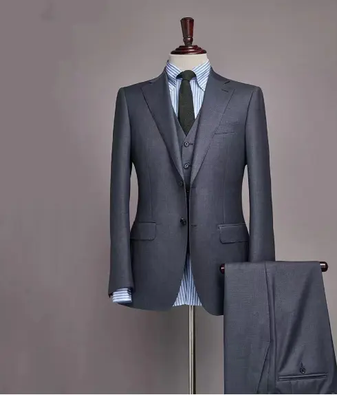 MTM Single Breasted Grey Wool Suit Mens Casual Coat Tailor Temperament Suit Light Luxury Brand Business Formal Custom Bespoke