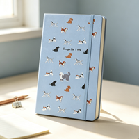 Carnet en cuir PU bleu doux format A5, 100 pages, motif imprimé, avec sangle mignonne pour prise de notes, édition cadeau