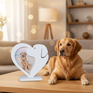 Cadre photo en MDF <span class=keywords><strong>blanc</strong></span> fait main, forme personnalisée créative, design personnalisé en forme de cœur pour chien - Product Image 1