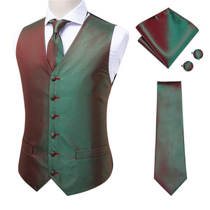 <span class=keywords><strong>Gilet</strong></span> à col en V à pois pour hommes Offre Spéciale avec boutons de manchette à nouer Foulard inclus Cadeaux de Noël - Product Image 2