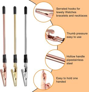 Clip de note de <span class=keywords><strong>crocodile</strong></span> en fil métallique doré de 15.5cm <span class=keywords><strong>pince</strong></span> d'assistant de bracelet élastique solide avec outil de découpage de <span class=keywords><strong>photo</strong></span> à bouche pointue - Product Image 3