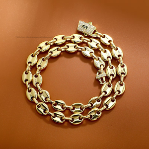Collier unisexe Hip-Hop en acier inoxydable électroplaqué, chaîne grain de café, couleur inaltérable, 9 mm, polyvalent, style vintage - Product Image 1