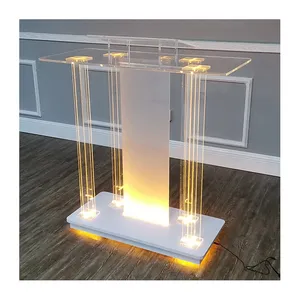 Bục Acrylic Trong Suốt Có Đèn Led Bục Sàn Kèm Bánh Xe Dùng Cho Bục Nhà Thờ Trường Học