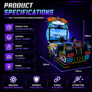 Simulateur <span class=keywords><strong>de</strong></span> char virtuel pour enfants, jeu d'arcade avec pistolet, 2 places, 500W, 110/220V, logo personnalisé, éclairage, détection <span class=keywords><strong>de</strong></span> mouvement en métal - Product Image 2