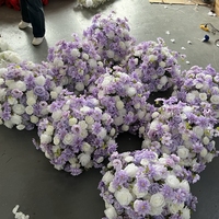 Boule de fleurs artificielles pour mariage en gros, 40 cm, boule de fleurs violette et blanche pour la décoration de centre de table d'événements de mariage