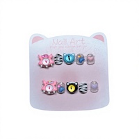 Ensemble d'ongles autocollants à motifs de dessins animés pour enfants, pour filles de 2 à 8 ans, réutilisables