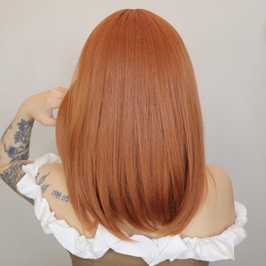 Perruque synthétique de cosplay Lolita Bobo orange longue et droite de 40 cm, résistante à la chaleur, pour Halloween et fêtes, vente en gros - Product Image 5