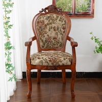 Chaise de salle à manger sculptée en bois massif de style européen, fauteuil de loisirs en tissu, chaise d'étude, chaise de bureau, chaise de table basse, mobilier de maison