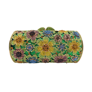 กระเป๋าคลัทช์ประดับกลิตเตอร์ลายดอกไม้และคริสตัลสำหรับผู้หญิง กระเป๋าถือสำหรับงานกลางคืน งานแต่งงาน หรืองานเลี้ยง - Product Image 1