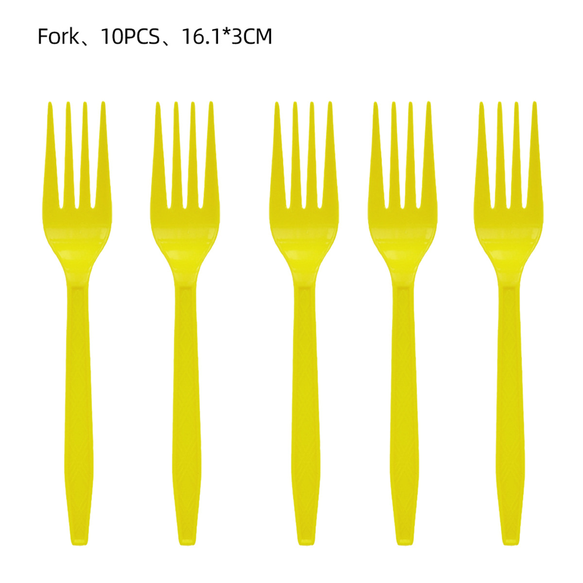 Yellow-10pcs pastic fork