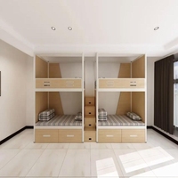 Lit superposé double XL en métal robuste avec revêtement époxy moderne, facile à assembler, idéal pour les dortoirs d'hôtel, les appartements et les auberges de personnel mondial.