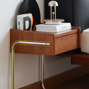 NKOL Midcentury Modern Wood Nightstand 2 <b>Drawers</b> Metal Legs Eco-Friendly Storage <b>Side</b> <b>Table</b> for Bedroom Living Room Furniture - Product Image 2