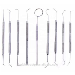 Juego de raspadores dentales de 9 piezas con espejo de inspección, herramientas manuales de limpieza dental de acero inoxidable japonés, certificado CE - Product Image 1