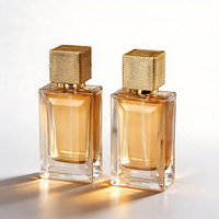 Nouvelle conception professionnelle, flacon de parfum vide 50 ml, flacons en verre transparent rectangulaires convexes à facettes de luxe pour personnalisation de marque