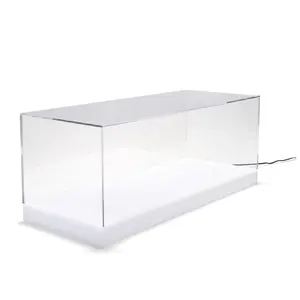 Vitrina acrílica personalizada OEM del proveedor del fabricante vitrina de encimera de acrílico transparente con base LED