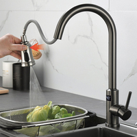 Robinet de cuisine extractible à écran tactile numérique, eau froide et chaude, en acier inoxydable 304, robinet de cuisine intelligent à induction