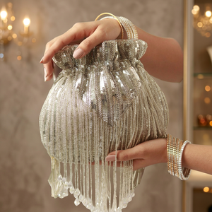 Best Quality Embroidery Potli <b>Silver</b> Colour With Reasonable Factory Rate Experience Craftman For Special Occasion And Weddings - Product Image 3