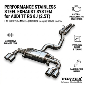 ชุดท่อไอเสียแบบ Catback วัสดุสแตนเลสขัดเงา Vortex Mirror พร้อมปลายท่อทรงรี สำหรับ Audi TT RS 8J 2.5T ปี 2009-2015 ชุดแต่งสำหรับรถแข่ง - Product Image 1