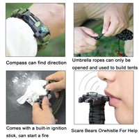 Bracelet de survie multifonctionnel réglable en paracorde verte tactique pour la randonnée, le camping, la pêche et la chasse