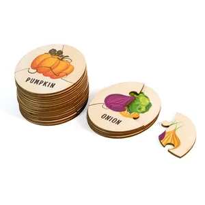 몬테소리 장난감 3 세 야채 과일 플래시 카드 어린이를위한 직소 퍼즐