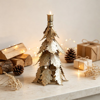 Support de bougie rustique en fer en forme de feuille d'arbre, chandelier décoratif pour bougie conique, pour la décoration de table, de maison et de cheminée en fêtes