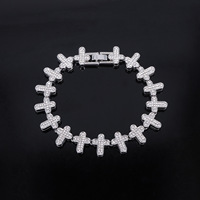 Collar de Cadena Cubana de Aleación con Cruz y Trébol, Incrustaciones de Diamantes, Oro y Plata, para Hombres y Mujeres, Joyería Hip Hop, Accesorios de Moda, Regalo