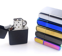 Briquet en métal rechargeable au kérosène, accessoire pour fumeurs, gravé au laser, briquet noir coupe-vent au design classique