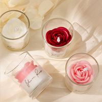 Velas Aromáticas de Rosas de Lujo Hechas a Mano para Decoración del Hogar, Regalo Creativo para Bodas y San Valentín, Velas Perfumadas de Cera de Soja en Frasco de Vidrio