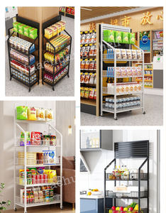 מכירה חמה בסופרמרקט מעמד תצוגה רב שכבתית רשת מתכת רצפת מדף משקאות חנות נוחות מתלה תצוגה לחטיפים - Product Image 4