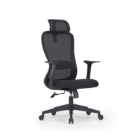 Chaise de bureau pivotante moderne à dossier haut en maille, siège rembourré en éponge, appui-tête entièrement réglable, courbe en S, chaise de conférence ergonomique