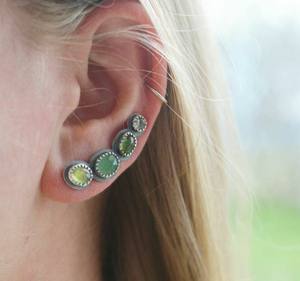 Pendientes de piedras preciosas naturales de Plata de Ley 925, Prehnite, joyería llamativa - Product Image 1