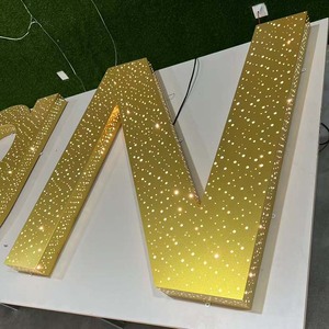Biển hiệu logo chữ nổi bằng thép không gỉ, mạ vàng, có đèn LED, bề mặt gương, tùy chỉnh, chống nước IP65, sử dụng ngoài trời - Product Image 5