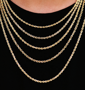 AAA GEMS 1,5mm 3mm 4mm relleno sólido para hombre esterlina Sier plateado 14K amarillo oro rosa collar Cadena de cuerda - Product Image 1