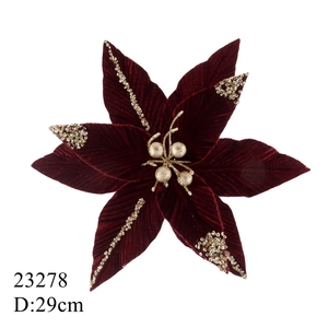 Fleurs <span class=keywords><strong>de</strong></span> <span class=keywords><strong>poinsettia</strong></span> <span class=keywords><strong>artificielles</strong></span> à longue tige, faites à la main en soie, pour Noël - Product Image 6