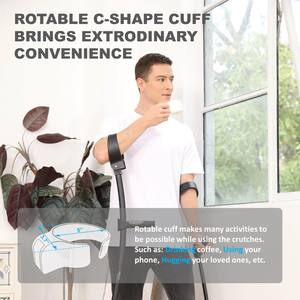 Healbazaar מתכוונן קביים אלומיניום הליכה קנים מרפק מרפק מרפק נכים - Product Image 4