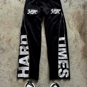 Pantalons de survêtement sportifs surdimensionnés en coton de haute qualité pour hommes, avec impression de logo personnalisé et fermeture éclair latérale, style streetwear - Product Image 3