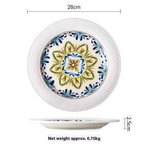 Plato plano de Pasta occidental en relieve de arte doméstico americano europeo, plato de cerámica Mediterráneo desechable, <span class=keywords><strong>platos</strong></span> y <span class=keywords><strong>platos</strong></span> de porcelana - Product Image 6