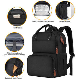 Sac à dos pour ordinateur portable personnalisé avec logo pour hommes et femmes, élégant, doux, imperméable, sac isotherme pour le déjeuner, sac à dos scolaire avec sac à déjeuner - Product Image 6